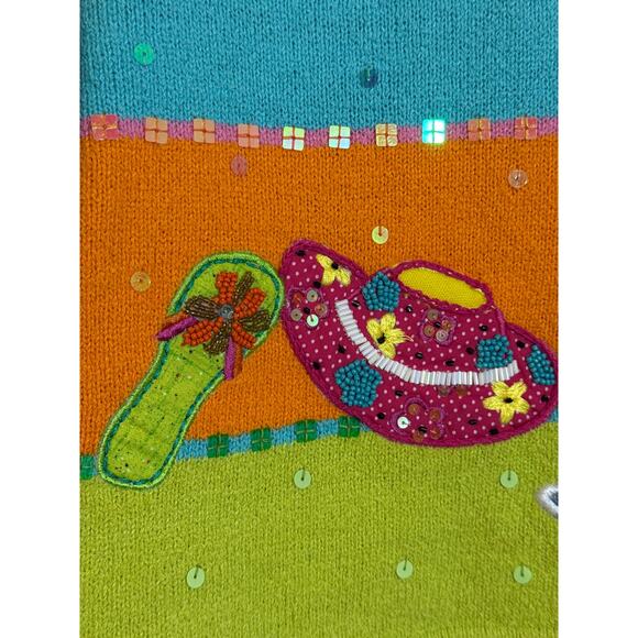 Design Options by Philip and Jane Gordon Small Beach Sweater W Beads & Sequins - Picture 9 of 15